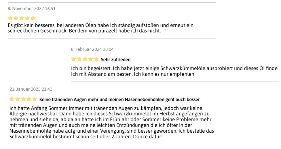 Schwarzkümmel Bewertungen